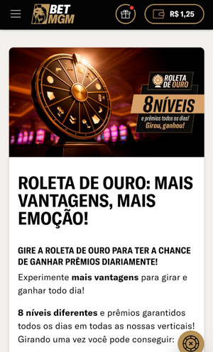 Página da oferta Roleta de Ouro inovadora da BetMGM