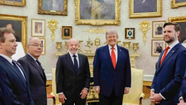 Presidente Lula e Donald Trump durante encontro na Casa Branca em maio de 2026.