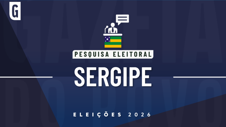 Ilustração feita pela Gazeta do Povo sobre pesquisa eleitoral nas Eleições 2026, com a bandeira de Sergipe