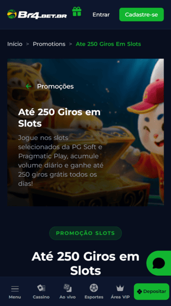Print com promoção de giros grátis disponível na Br4bet