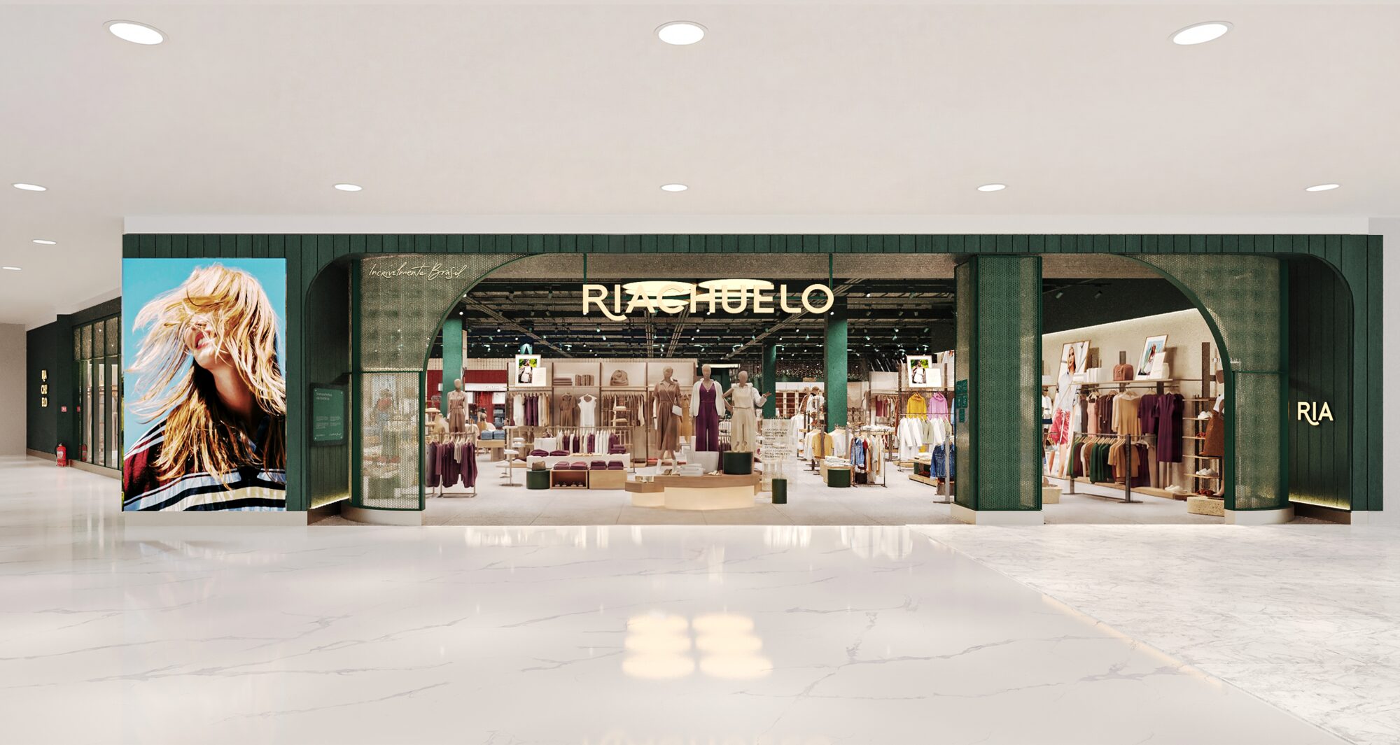 Nova área feminina da loja da Riachuelo no ParkShoppingBarigüi marca a conclusão do novo conceito da unidade em Curitiba.