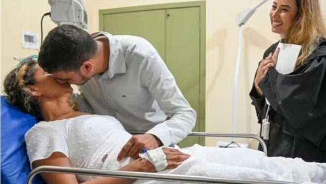 Noiva passa mal em fila de cerimônia coletiva e juíza vai ao hospital celebrar casamento