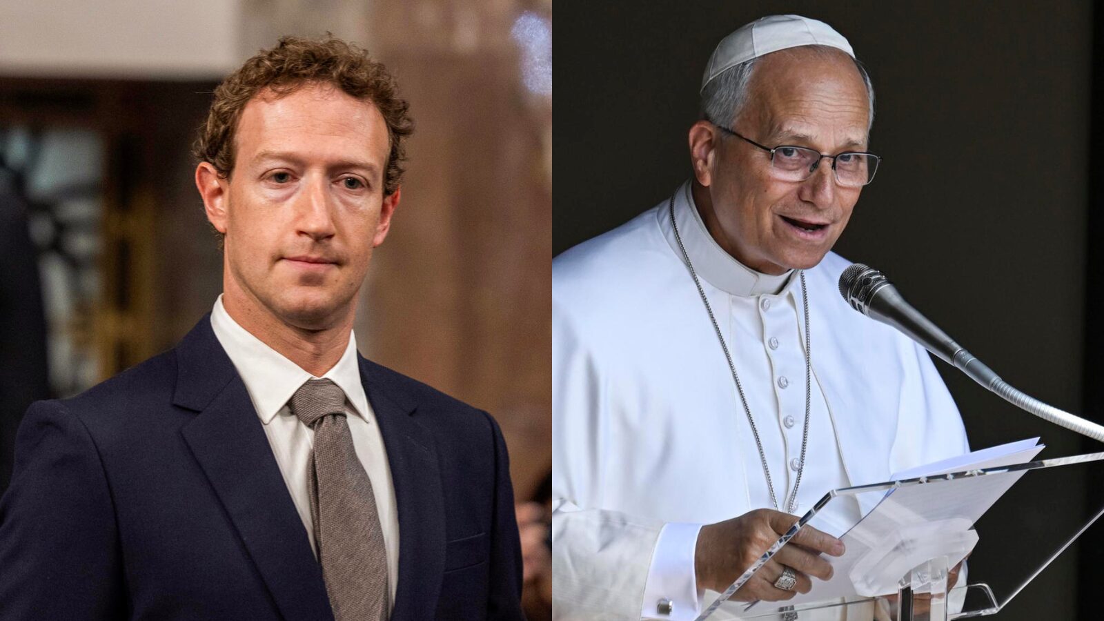 Zuckerberg e Leo XIV: visões distintas sobre a Inteligência Artificial.