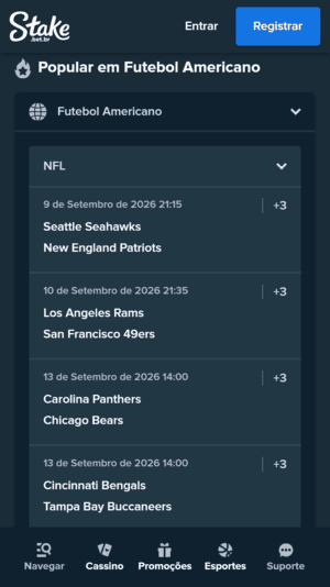 4 partidas da NFL cobertas pela Stake