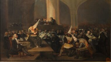 Pintura de Francisco Goya retratando um tribunal da Inquisição na Espanha.