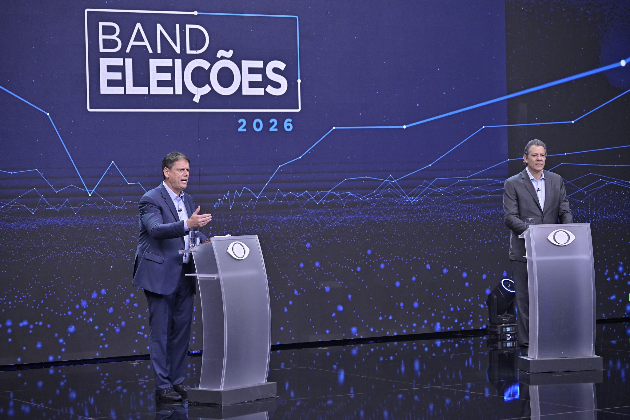 Polarização marca confronto entre Tarcísio e Haddad com segurança pública e Bolsonaro em debate