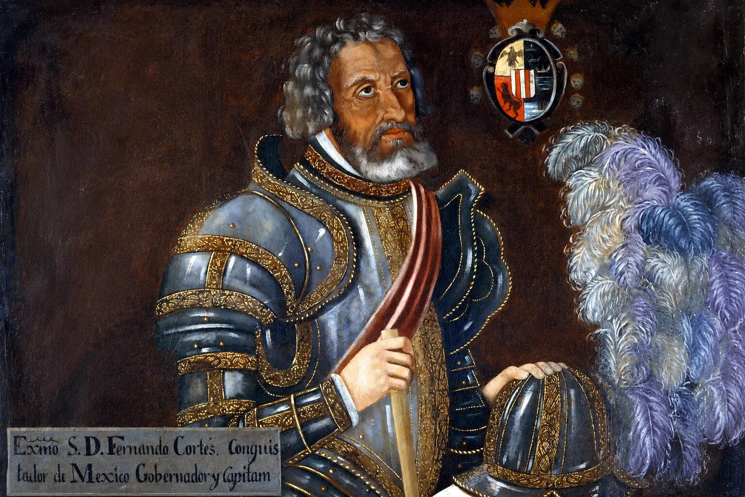 Retrato de Hernán Cortés, conquistador espanhol que liderou a campanha que culminou na queda de Tenochtitlán em 13 de agosto de 1521.