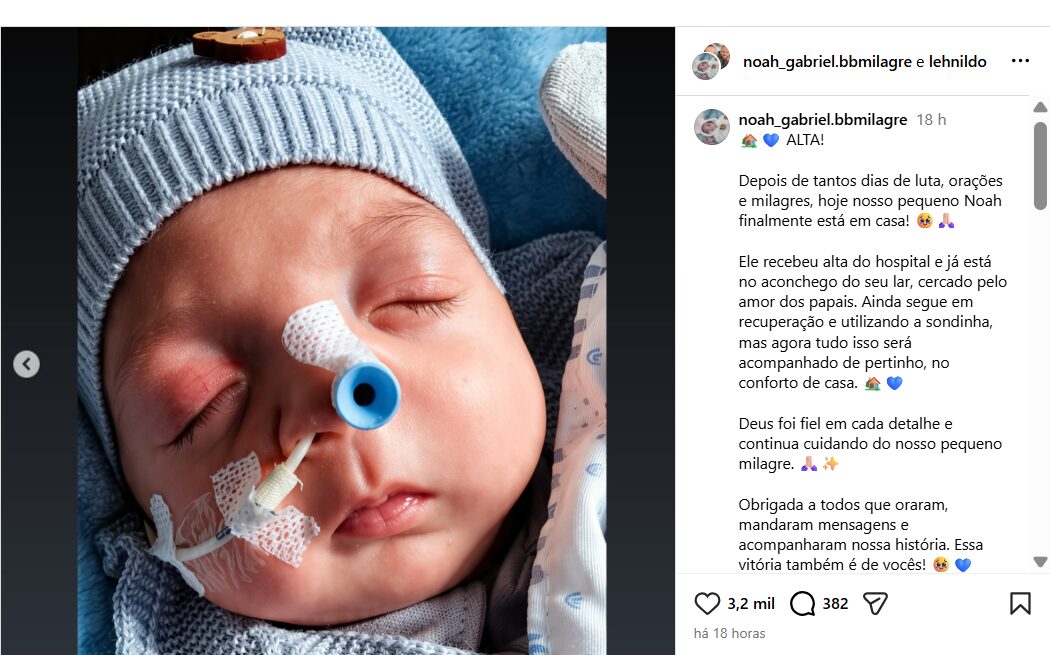 Bebê dado como morto recebe alta hospitalar em SP