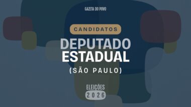 Ilustração feita pela Gazeta do Povo sobre candidatos a deputado estadual de São Paulo nas Eleições 2026