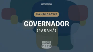 Ilustração feita pela Gazeta do Povo sobre candidatos a governador do Paraná nas Eleições 2026