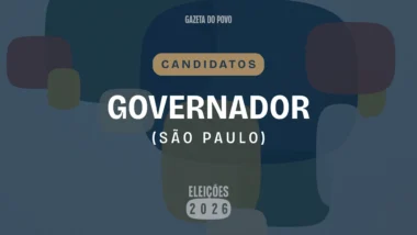 Ilustração feita pela Gazeta do Povo sobre candidatos a governador de São Paulo nas Eleições 2026