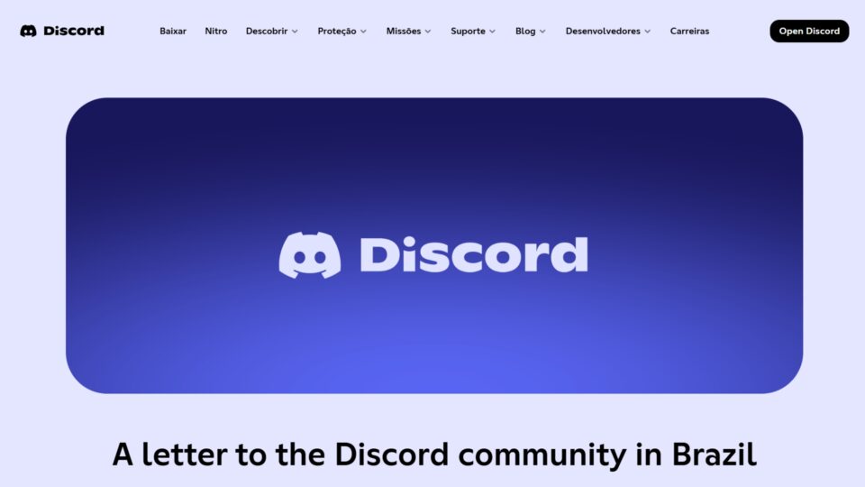 Discord suspende transmissões no Brasil e contesta decisão da ANPD