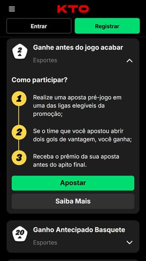 Oferta de ganho antecipado para futebol na KTO