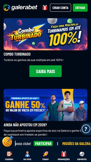 Promoção de combo turbinado e cashback na Galerabet
