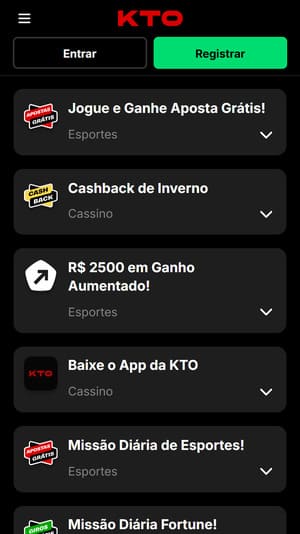 Página de ofertas capturada na KTO