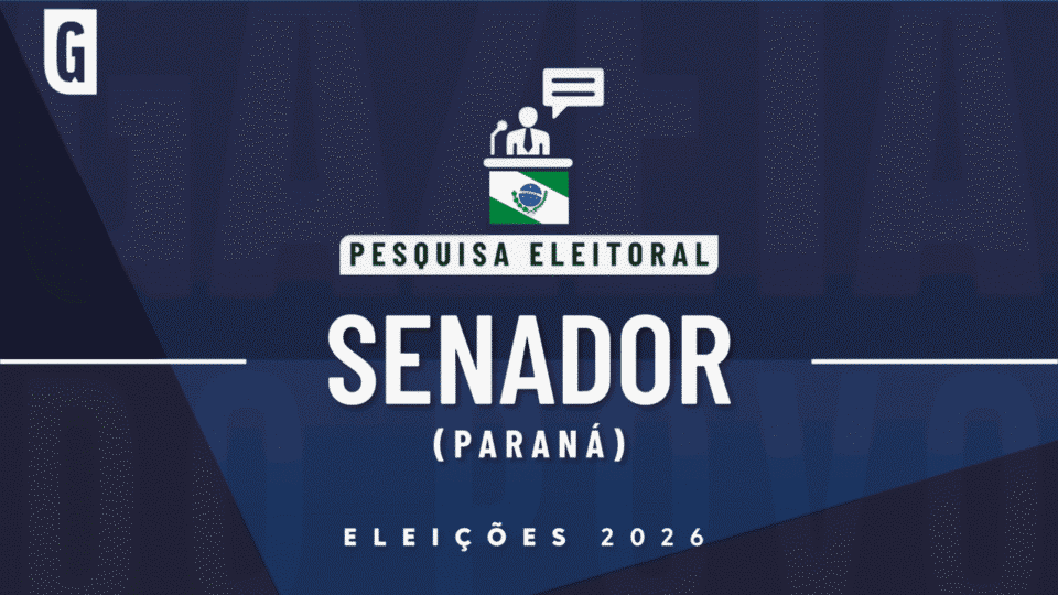 Ilustração feita pela Gazeta do Povo sobre pesquisa eleitoral nas Eleições 2026, com a bandeira do Paraná.