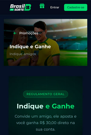 Página da promoção de indicação da BrasildaSorte