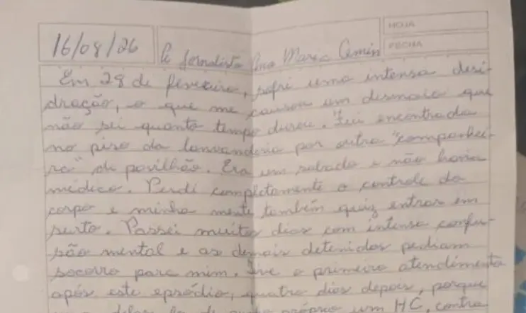 A brasileira escrever uma carta pedindo “misericórdia” devido à sua condição de saúde.