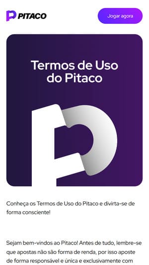 Página oficial com os termos de uso do Pitaco