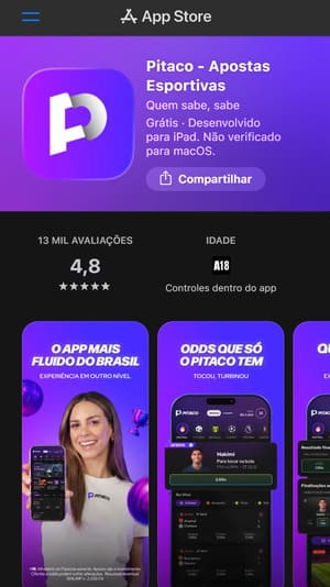 Página do aplicativo do Pitaco disponível na App Store