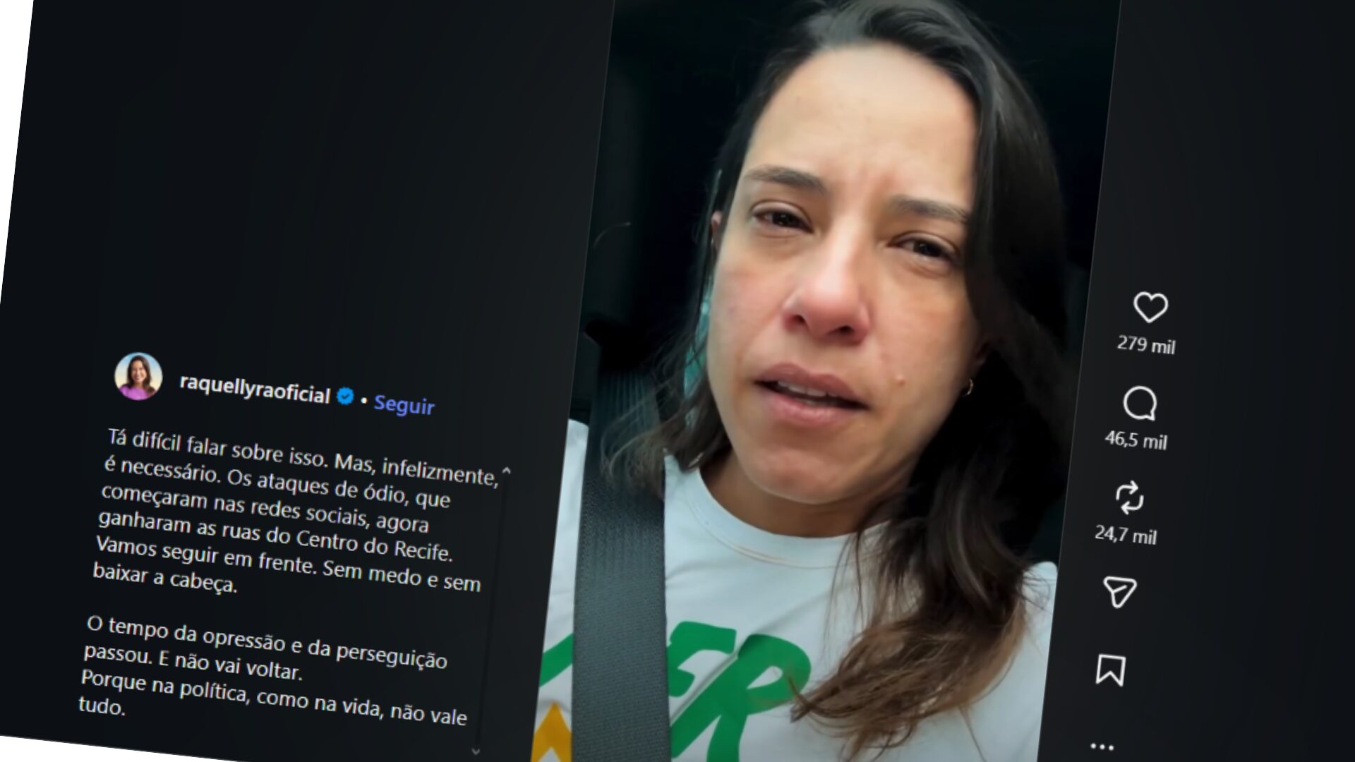 A governadora de Pernambuco afirmou que os ataques começaram nas redes sociais e chegaram às ruas do Recife.