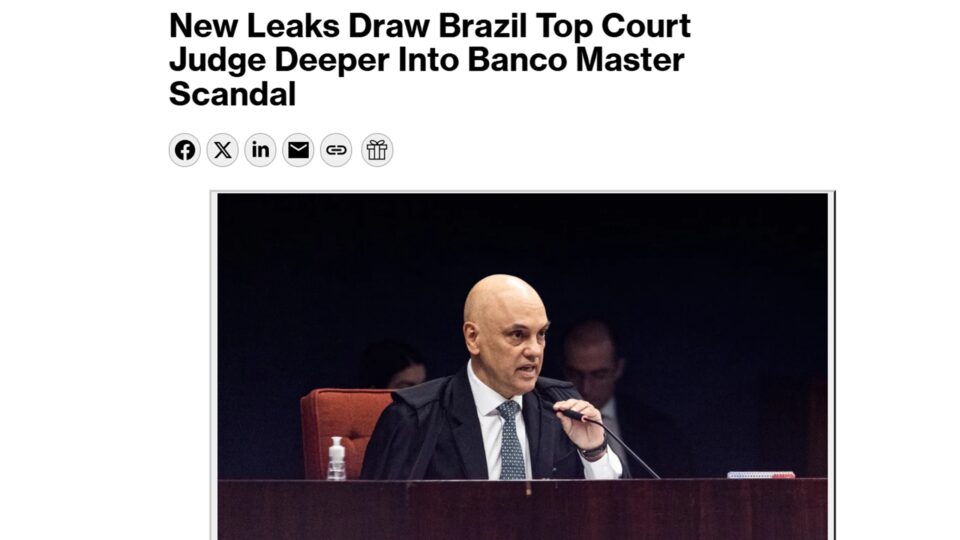Imprensa internacional chama escândalo envolvendo Moraes de “bomba atômica”