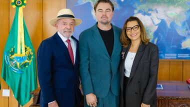 Lula e Janja recebem o ator Leonardo DiCaprio no Planalto