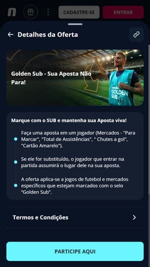 Página oficial do Golden Sub disponível na Novibet