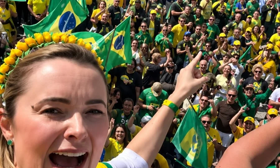 A deputada federal Julia Zanatta (PL-SC) participou na manifestação da capital catarinense, Florianópolis.