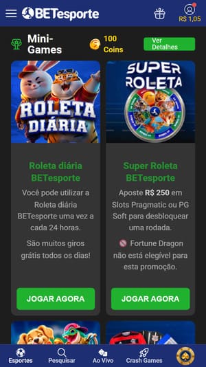 Novo sistema de roletas grátis disponível na Betesporte