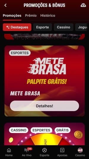 Tela promocional da oferta "Mete Brasa", disponível na Superbet