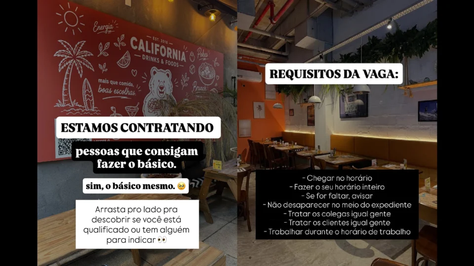 Anúncio do restaurante Califórnia, de São Paulo