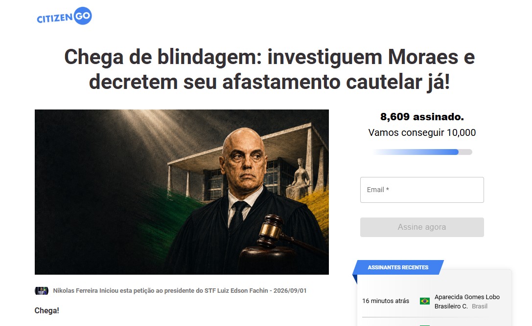 Petição reúne assinaturas a favor da investigação de Alexandre de Moraes