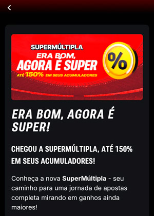Captura da tela da SuperMúltipla acessada com o código de indicação Superbet