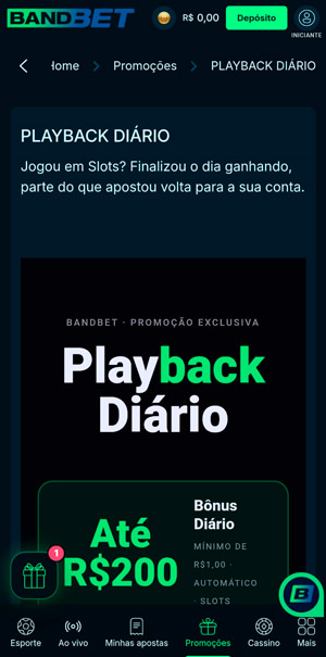 Página da oferta de payback diário do cassino online BandBet