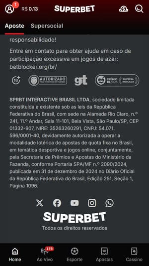 Informações mostrando que a Superbet é legal no Brasil