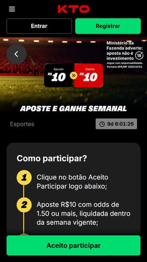 Oferta de apostas grátis disponível na KTO