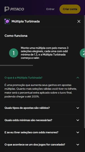 Promoção com 200% de aumento lançada recentemente na Pitaco
