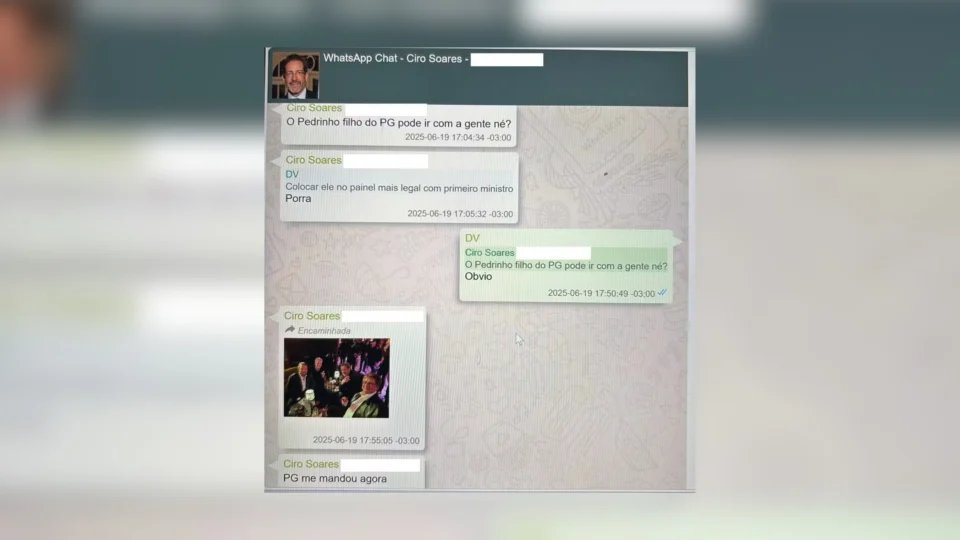 Mensagem de Ciro Soares a Vorcaro indica que Gonet enviou foto em lembrança a evento do ano anterior.