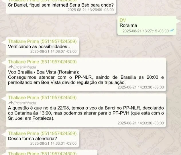 Mensagem mostra prioridade dada por Vorcaro a voo de Moraes e Viviane Barci. 