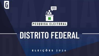 Imagem ilustrativa sobre pesquisas eleitorais com a bandeira do Distrito Federal.