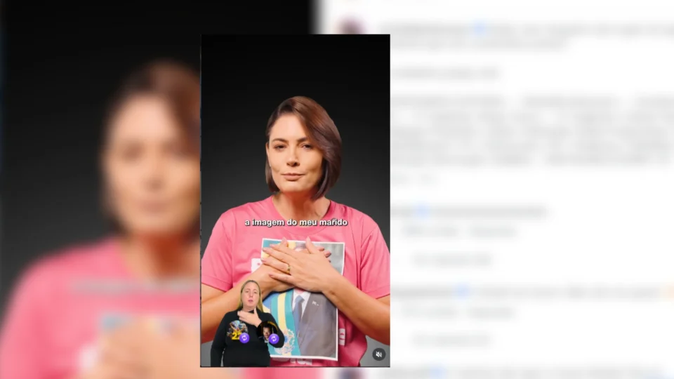 Michelle protestou com vídeo em que cobria a imagem do marido.