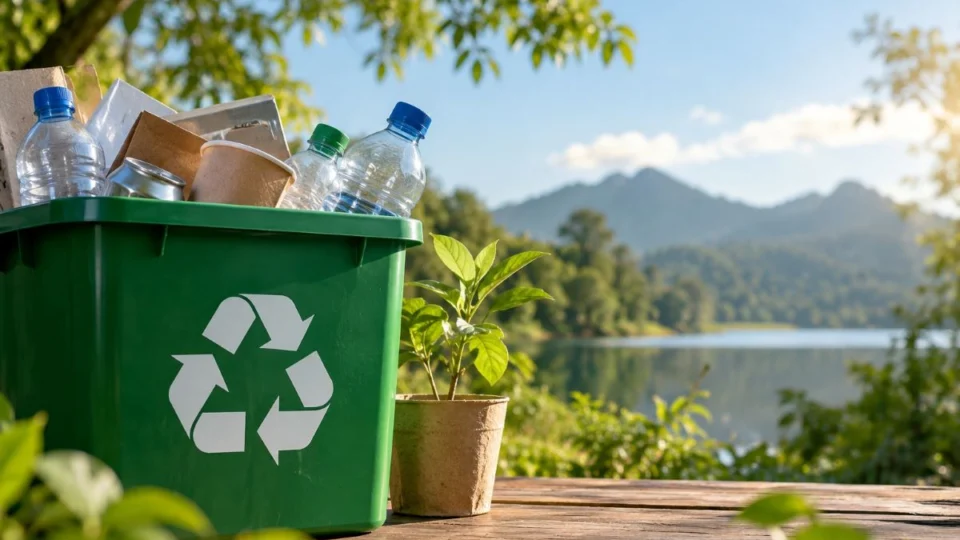 Resíduos plásticos e outros materiais são separados para encaminhamento à reciclagem e ao reaproveitamento na atividade industrial.