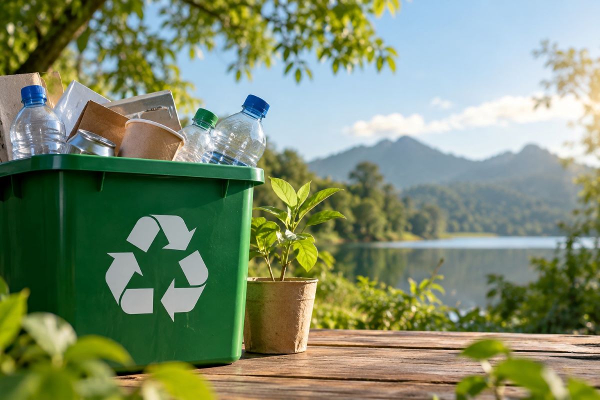 Resíduos plásticos e outros materiais são separados para encaminhamento à reciclagem e ao reaproveitamento na atividade industrial.
