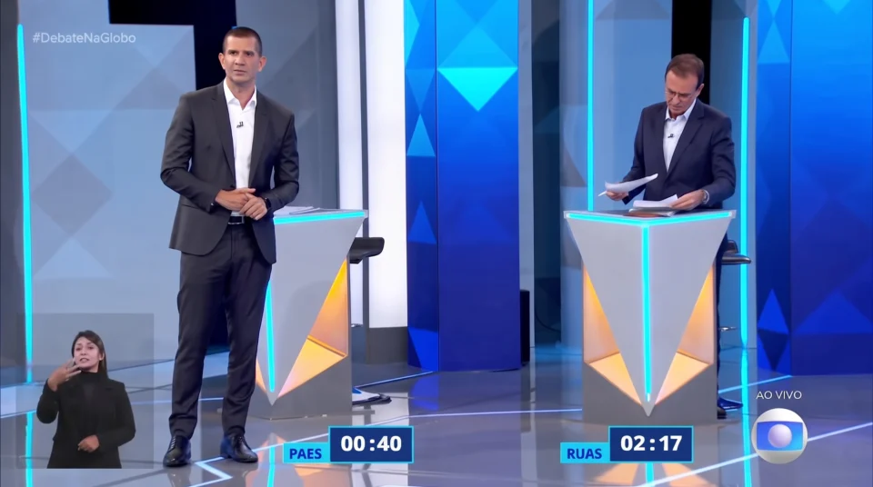 Ruas e Paes trocam acusações sobre suas relações políticas com Cláudio Castro durante debate na Globo.