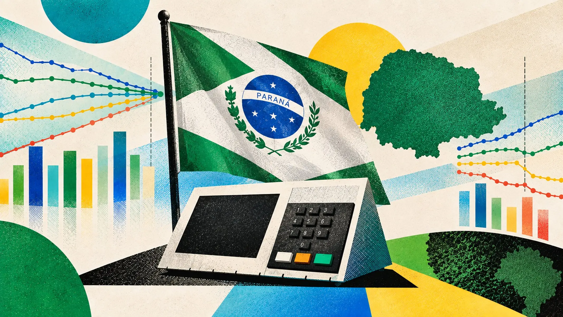 Imagem ilustrativa de pesquisas eleitorais e resultados de urna no Paraná