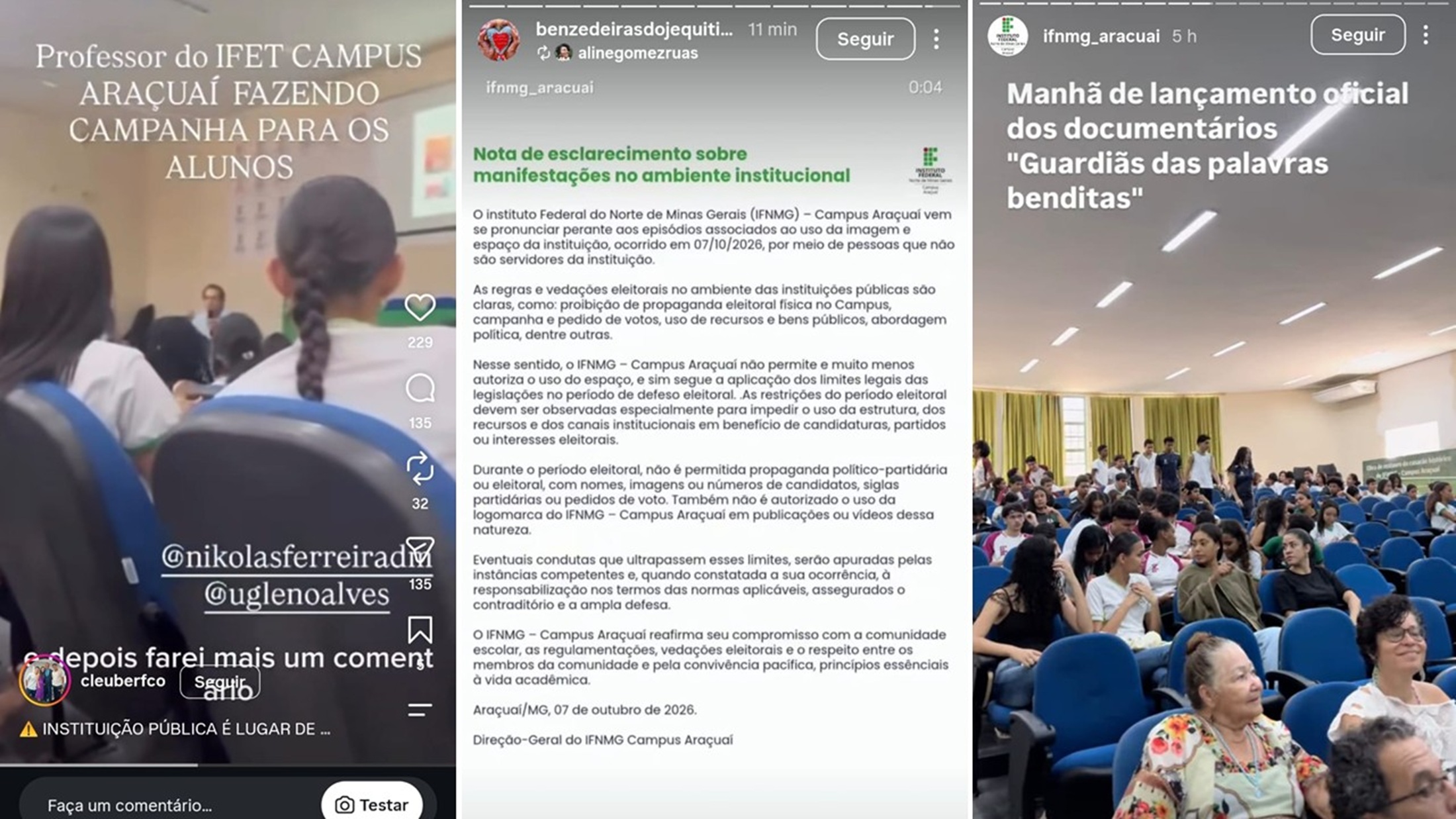 Evento para alunos de instituto federal tem pedido de votos “para Lula se eleger”