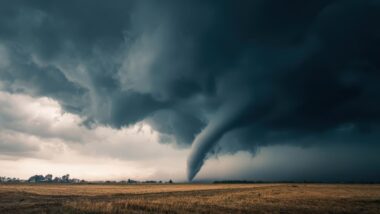 Imagem ilustrativa de tornado em área rural, para ilustrar reportagem sobre o El Niño