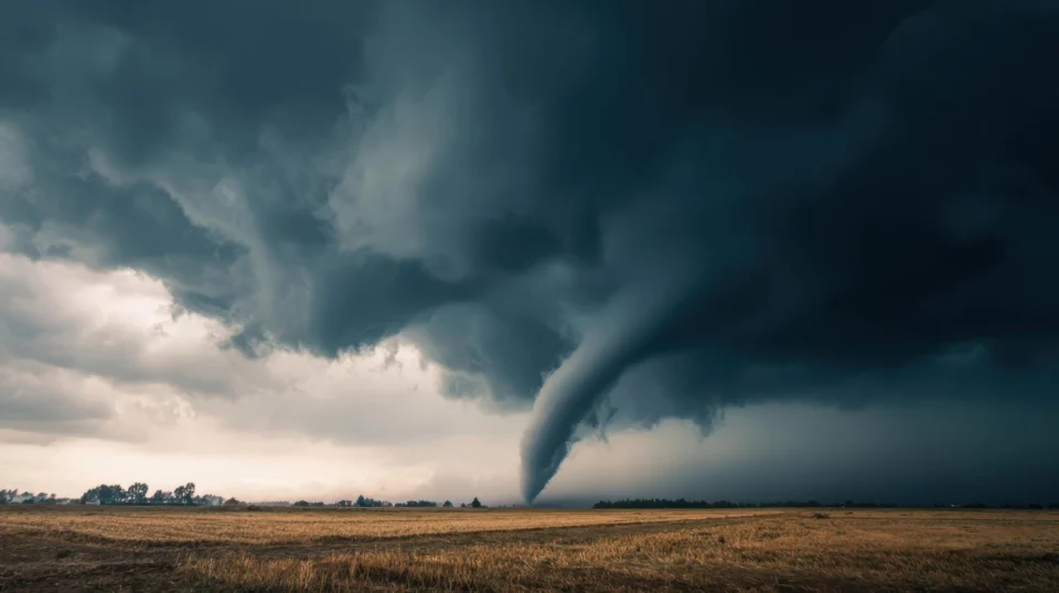 Imagem ilustrativa de tornado em área rural, para ilustrar reportagem sobre o El Niño