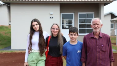 Lúcia Ferres, ladeada pela filha Alice Fernanda, o sobrinho Murilho Henrique e o pai, Aparecido Ferres